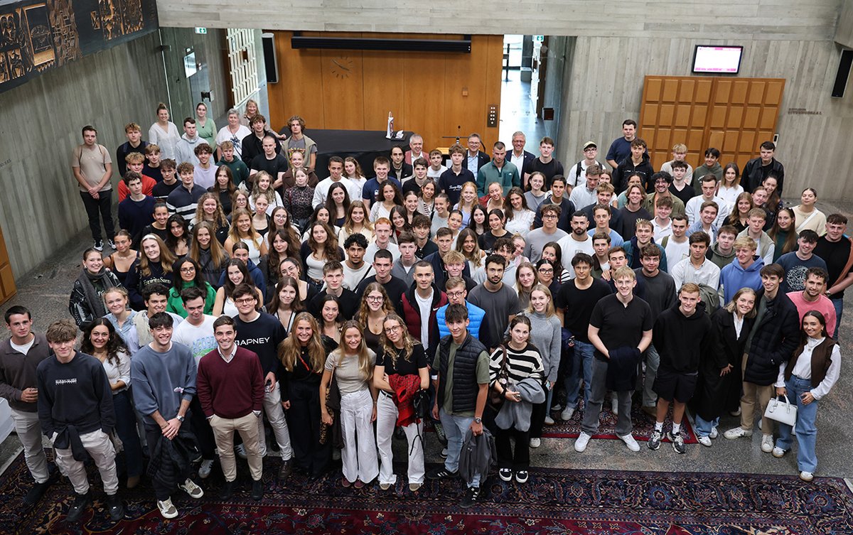 Students at ESB Business School are welcomed by Roland Wintzen, Reutlingen's Mayor for Finance and Economic Affairs